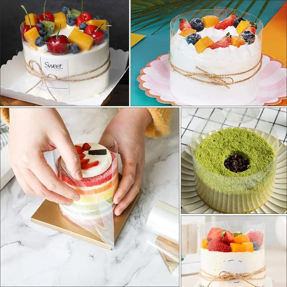 8/10/12/15/20Cm Cake Collars Transparent Acetate Roll Clear Acetate Strip Cake Sheet Cake Decorating For Chocolate Mousse Baking