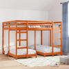 Triple Deck Bunk Bed Frame Wax Brown 160 x 200 cm