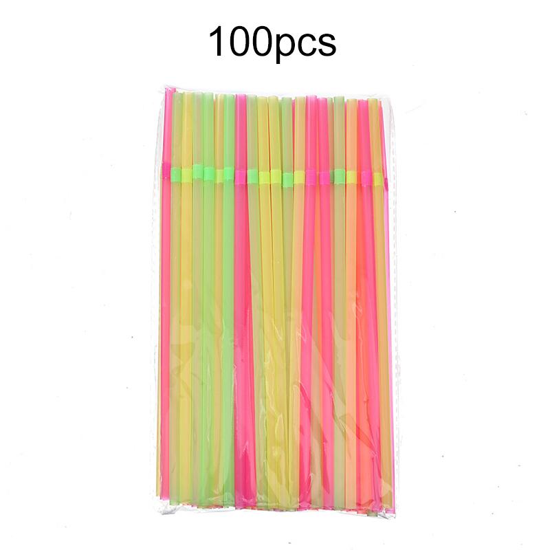 100~300pcs Disposable Straw Colorful Flexible Plastic Bendable Drinking Straw Household DIY Styling Kitchen Supply Portable TMZ