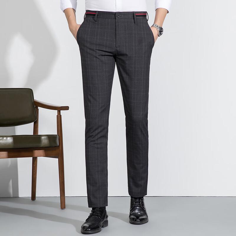 MONTAGUT Elegant Striped Casual Trousers with Splicing Detail