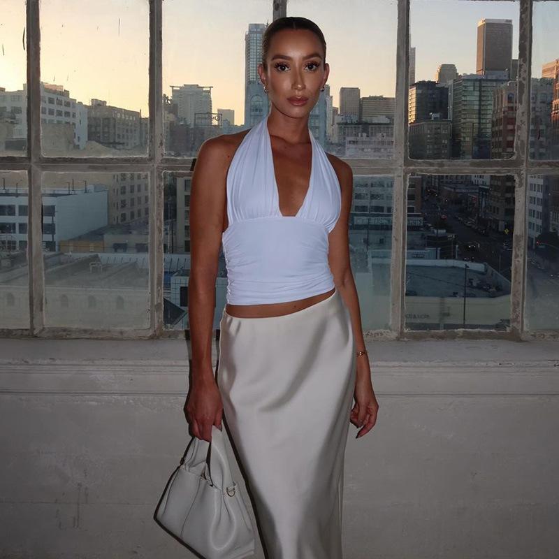 Halter Neck Deep V-neck Halter Sleeveless Vest