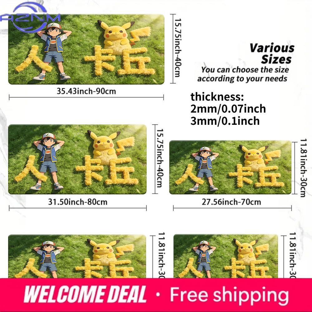 Pokemon Ash Pikachu Relax on Grass Gaming Mouse Pad NonSlip Desk Mat 30x80x0.2cm