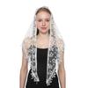 Women Triangle Scarf for Church Prayer Shawl Embroidered Lace Veil Floral Headcovering Tassel Veils Mantillas for the Church's