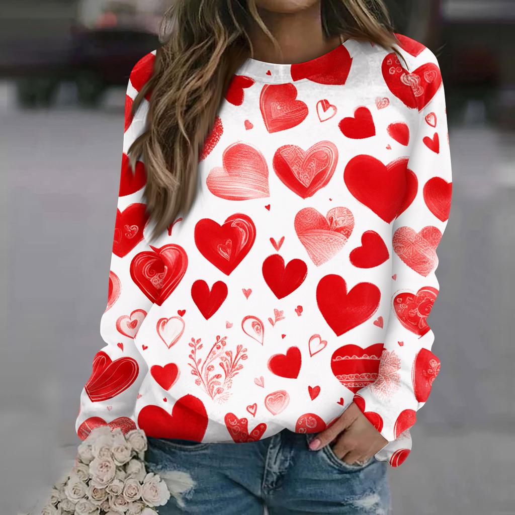 Women's Fashion Casual Long Sleeve  Printed Neck Sweatshirt Top