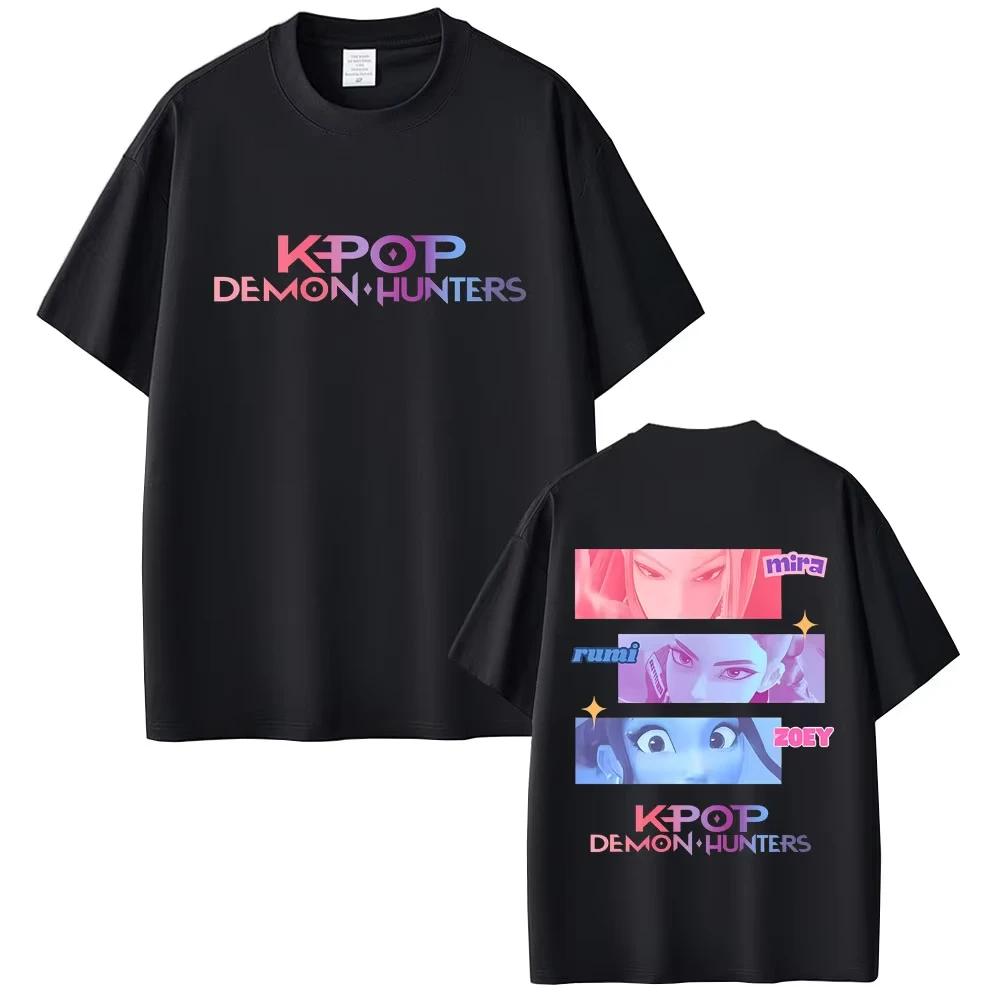 

Фильм KPop Охотники на демонов Руми Мира Зои Саджа Мальчики Неуклюжий Тигр Двусторонний Принт Футболки Мужчины Женщины Мода Повседневный Хлопок S