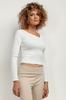 Short Ribbed Blouse T420 White White M