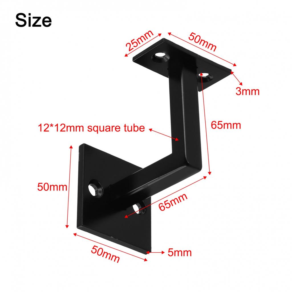 Black Hand Rail Bracket Stainless Steel for Staircase Wall Installation