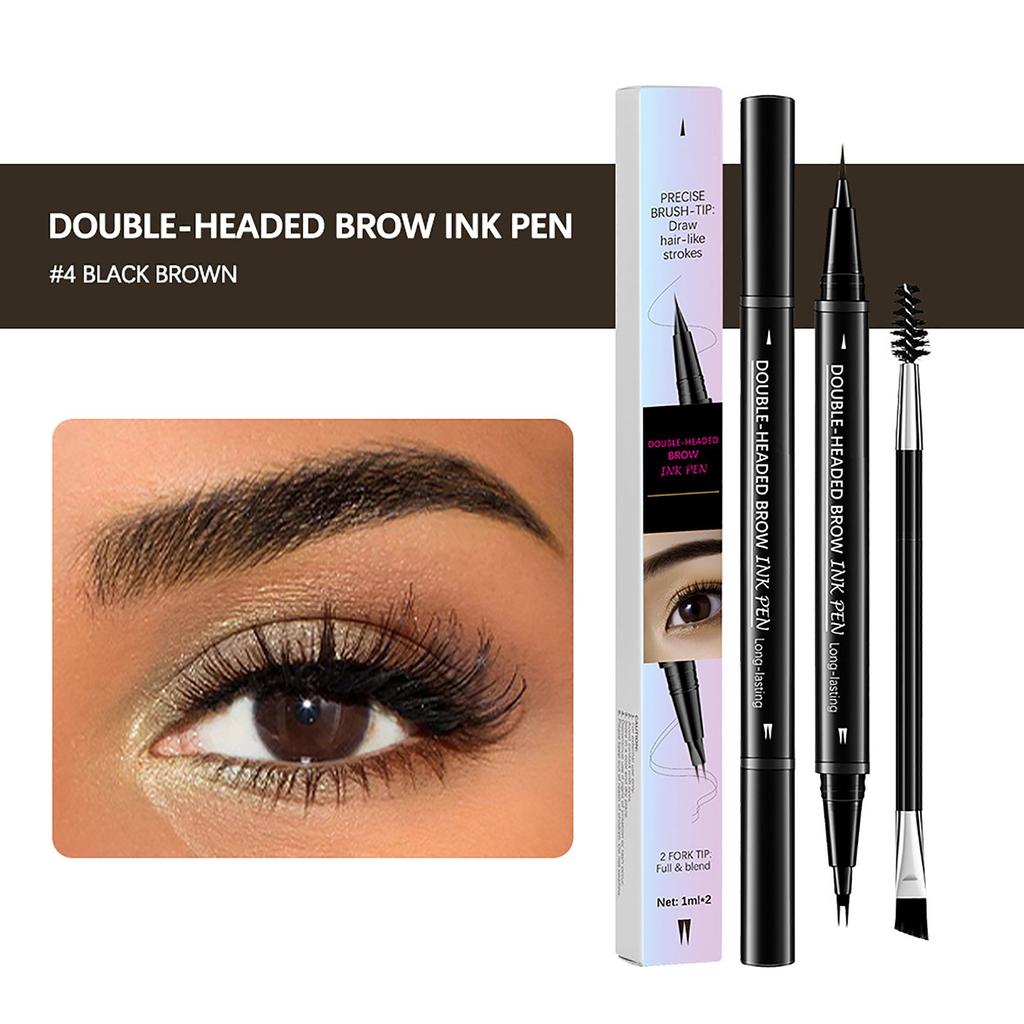 Two-pronged Eyebrow Pencil + Eyebrow Brush Double-head Design Not Easy To Fade With Lasting Makeup Effect Waterproofandsweat-proof 2ml