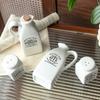 4pcs Ceramic Dispenser Set Including Oil Bottle Vinegar Bottle Salts Pepper Shaker Practical for Home Cooking
