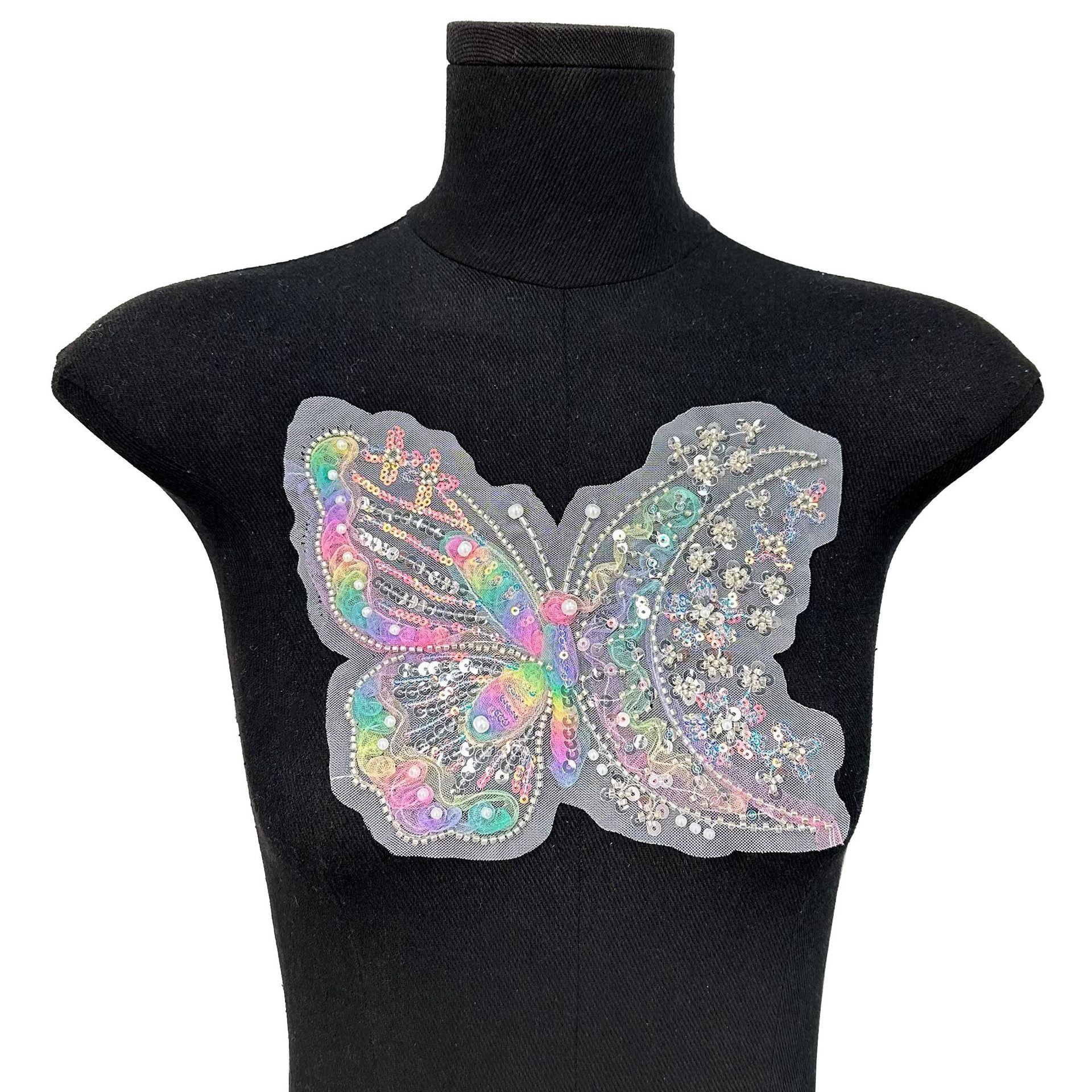 

Цветные пайетки-скрепки, тканевые наклейки-бабочки, кружевная аппликация из органзы, декоративные наклейки для одежды, юбок, аксессуары H3014 Color