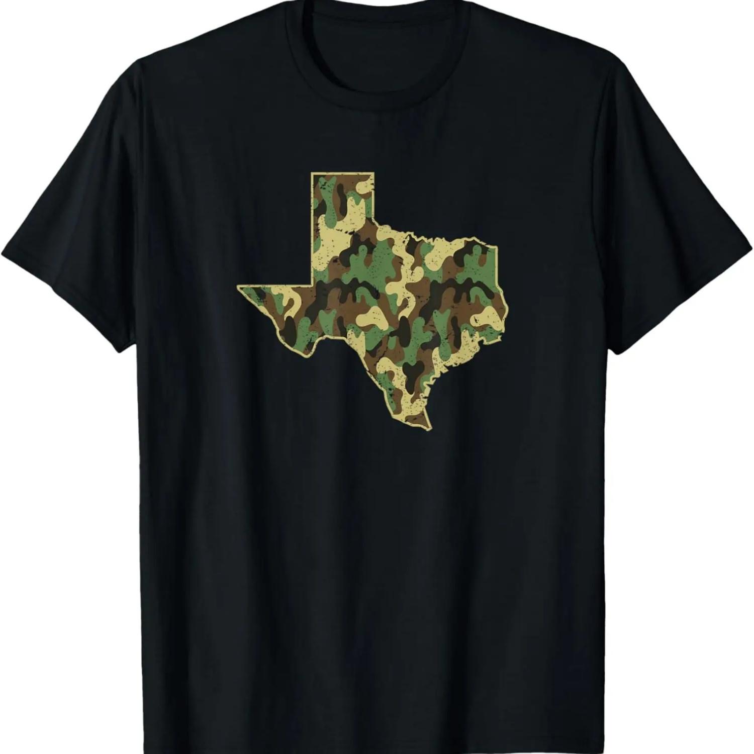 Camo Texas Flag Outline State T-Shirt S