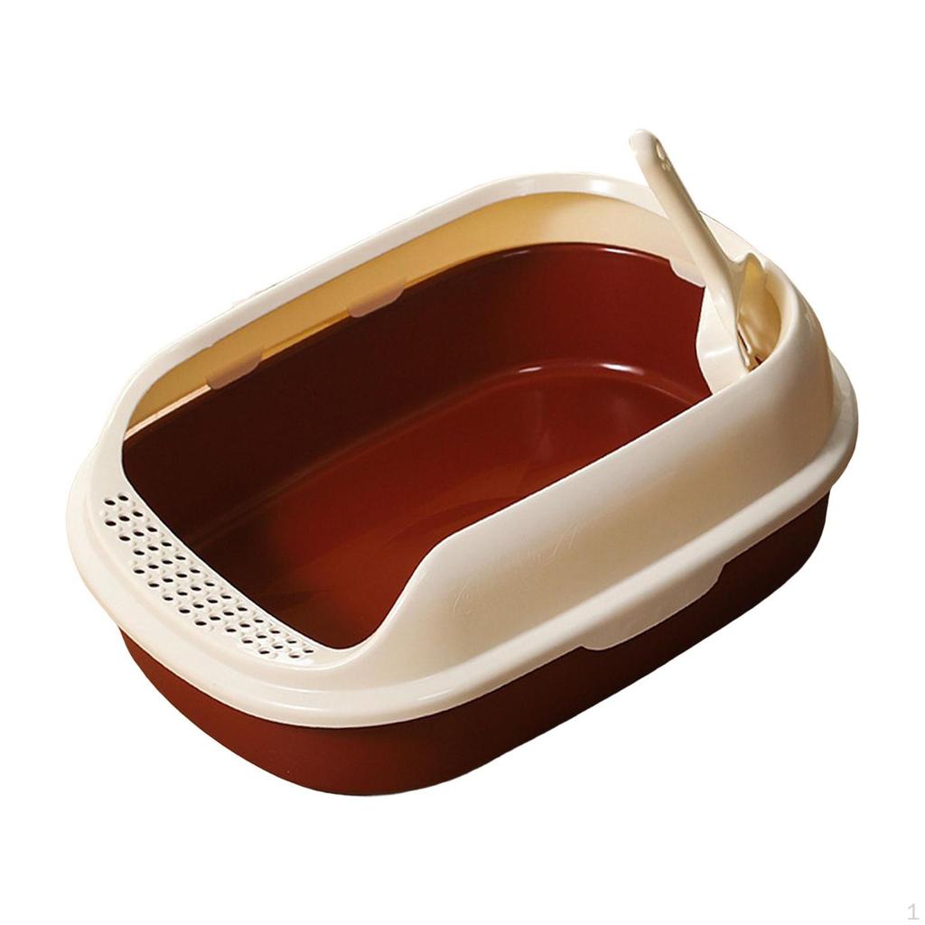 Cat Anti Splashing Kitten Potty Toilet Semi Enclosed High Sided Sandbox Bedpan for Indoor Cats,
