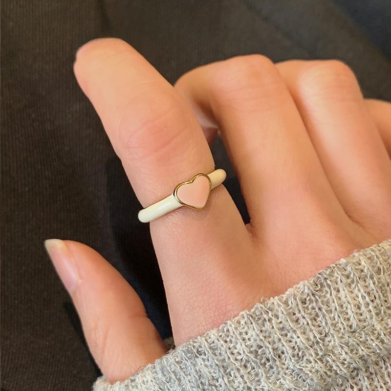 Red Love Drip Glaze Ring for Women's High Sense Does Not Fade Ring Stainless Steel Vacuum Plating Jewelry