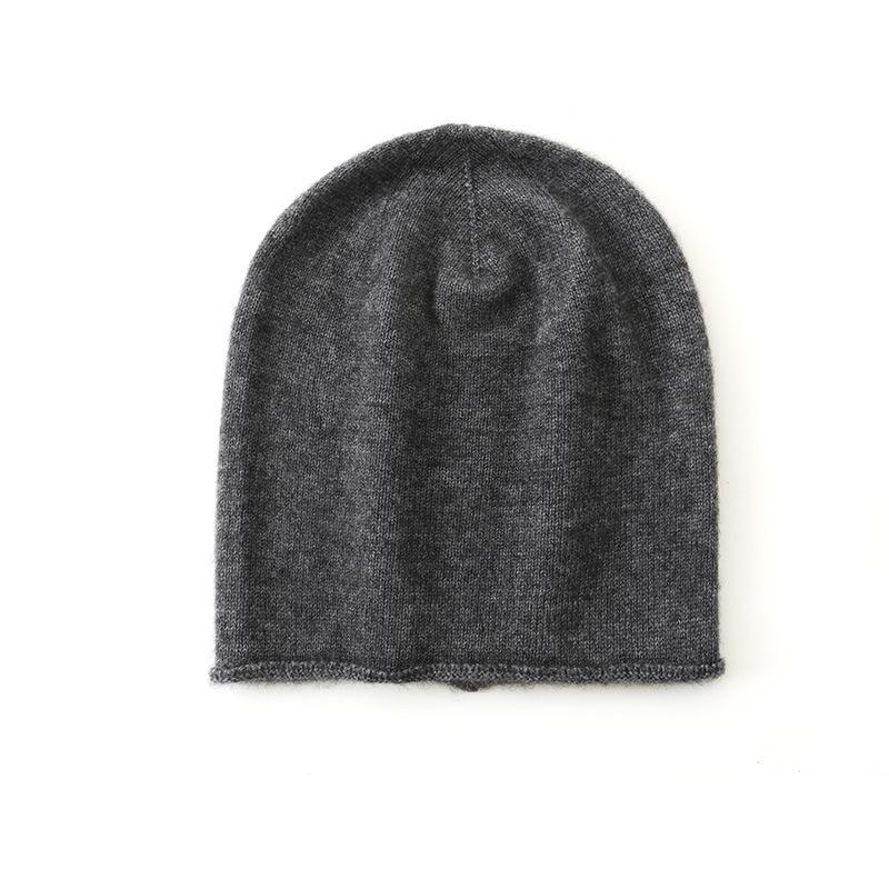 Weiche und klebrige Kaschmir-Mütze für Herbst und Winter, Unisex, einfarbig, warm, ohrenschützend, Wollmütze, einfache gestrickte Freizeitkappe