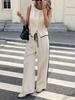 2025 European & American Women's Slimming Two-Piece Set: Sleeveless Top & Drawstring Wide-Leg Pants