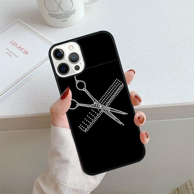 Hair Stylist Scissors Brush Switch Phone Case For iPhone 17 Air 14 15 16 13 12 Cover For Apple Pro Max Plus