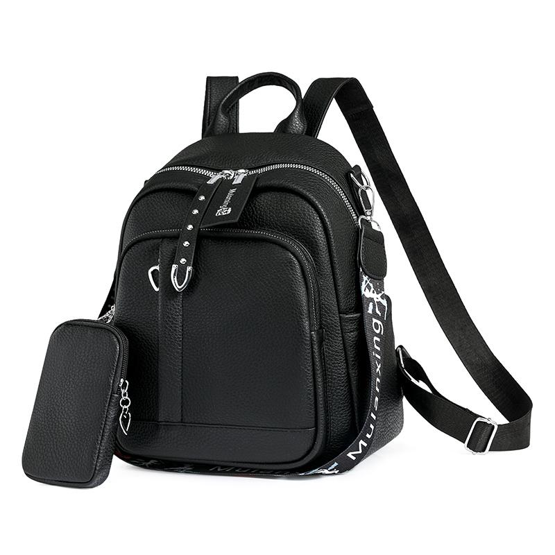 Soft Leather Backpack Student Schoolbag Large Capacity Travel Bag PU Women's Backpack