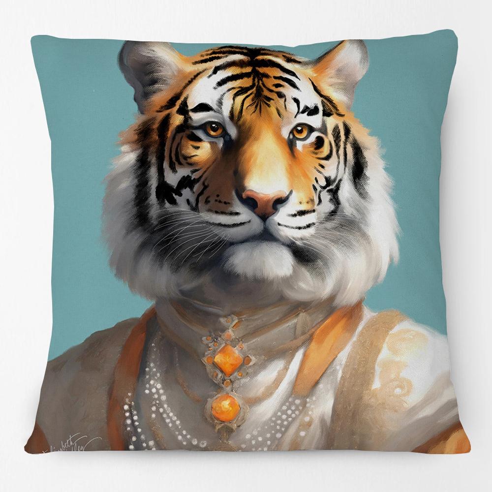 Renaissance Animal Painting Tiger Leopard Lion Deer Cow Goat Print Cushion Cover Home Decorative Pillow Case