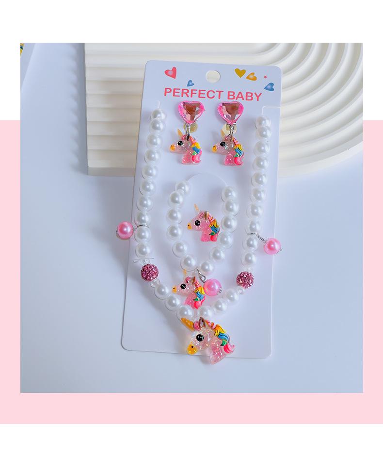 Children's Unicorn Beaded Necklace & Ring Set - DIY Jewelry for Girls