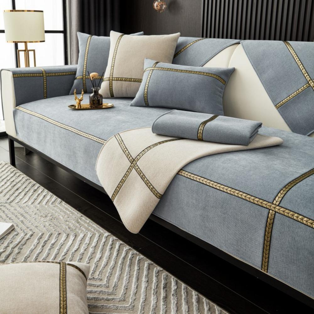 

Non Slip Solid Color Chenille Wheat Pattern Sofa Cushion Cover All Season Modern Simple Style 70*70cm