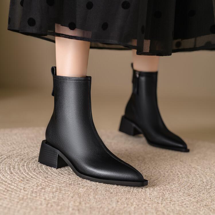 

Модные новые осенне-зимние женские ботинки из коровьей кожи, модные ботинки-рыцари с острым носком для женщин, короткие ботинки для женщин на массивном каблуке, Botas Mujer 40
