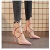 Sexy Pointed High Heels Women's 2025 Spring New Temperament Cross-strap Single Shoes Suede Thin Heel Shallow Mouth Women's Shoes