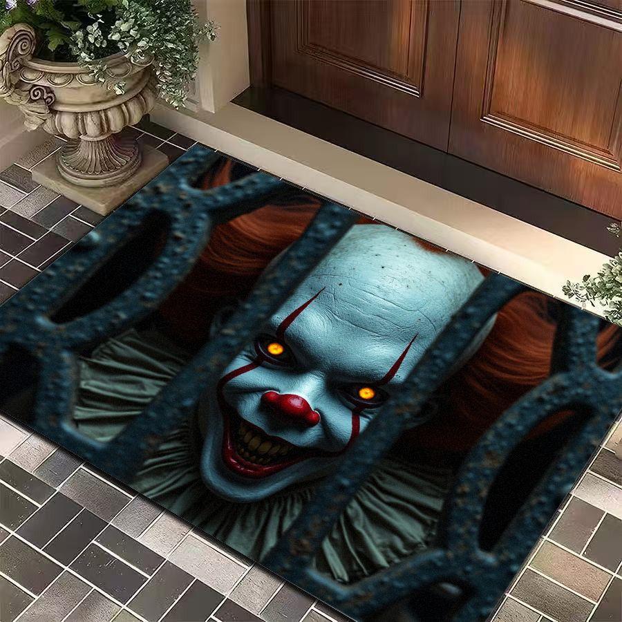 Halloween Clown Door Mat Horror Movie Clown Halloween Area Rug Indoor Outdoor Welcome Doormat for Home Entrance Decor