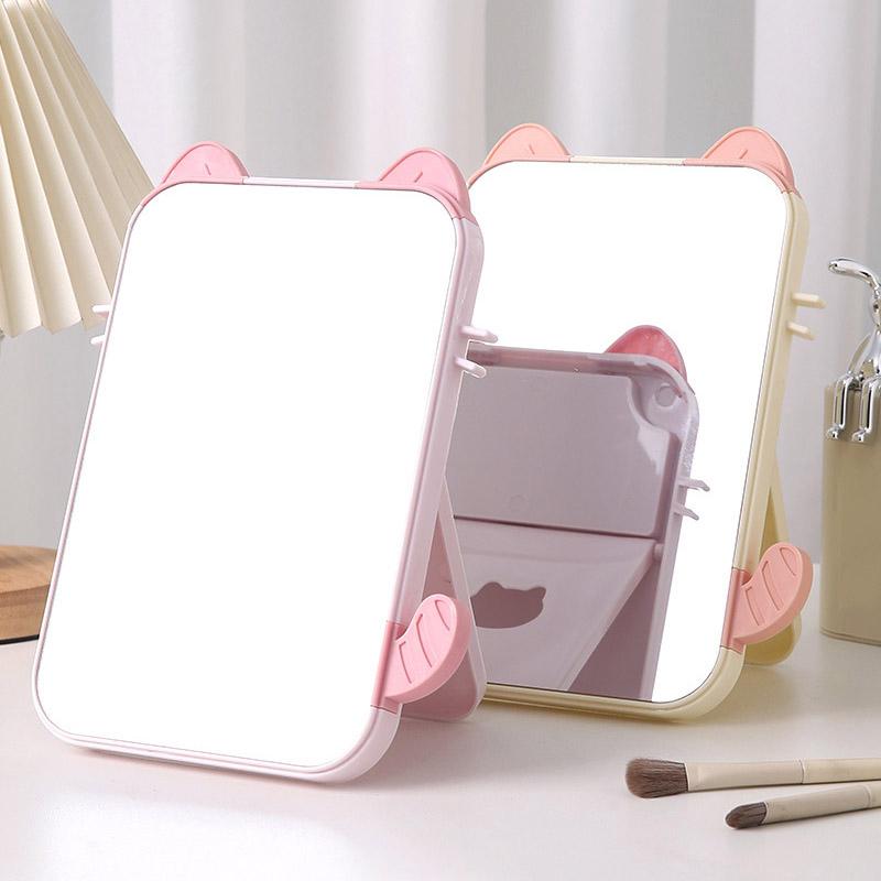 Small Folding Makeup Mirror Portable Handheld Makeup Mirror Student Dormitory Desktop Compact Mirror Dressing Tool
