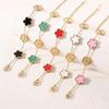 Lucky Five-Leaf Clover Beaded Bracelet for Women Classic Fashion Minimalist Gold Plated Stainless Steel Jewelry