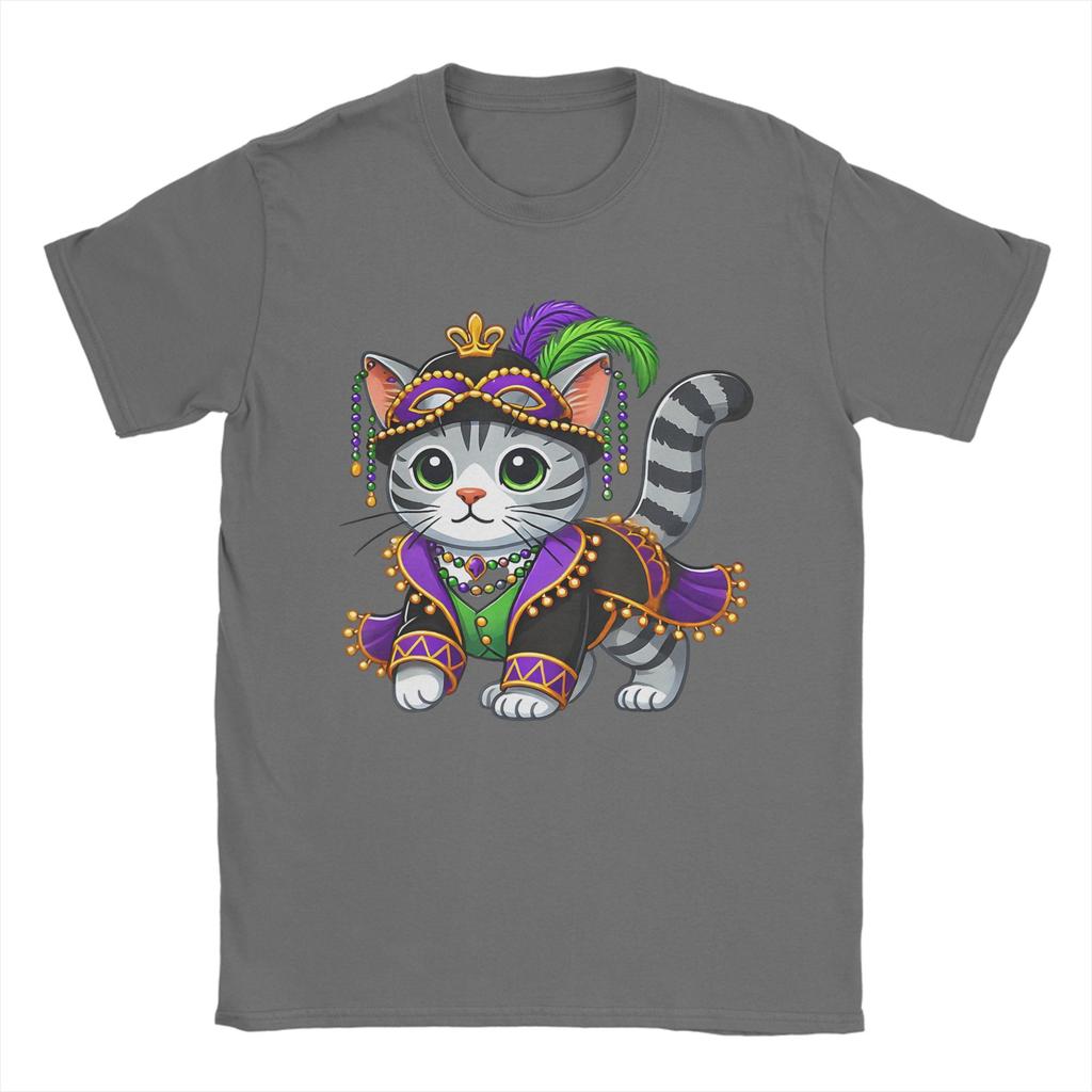 Unisex T-Shirt Mardi Gras Katze Großartig Reines Baumwoll-T-Shirts Kurzarm T-Shirt Rundhals Kleidung Drucken