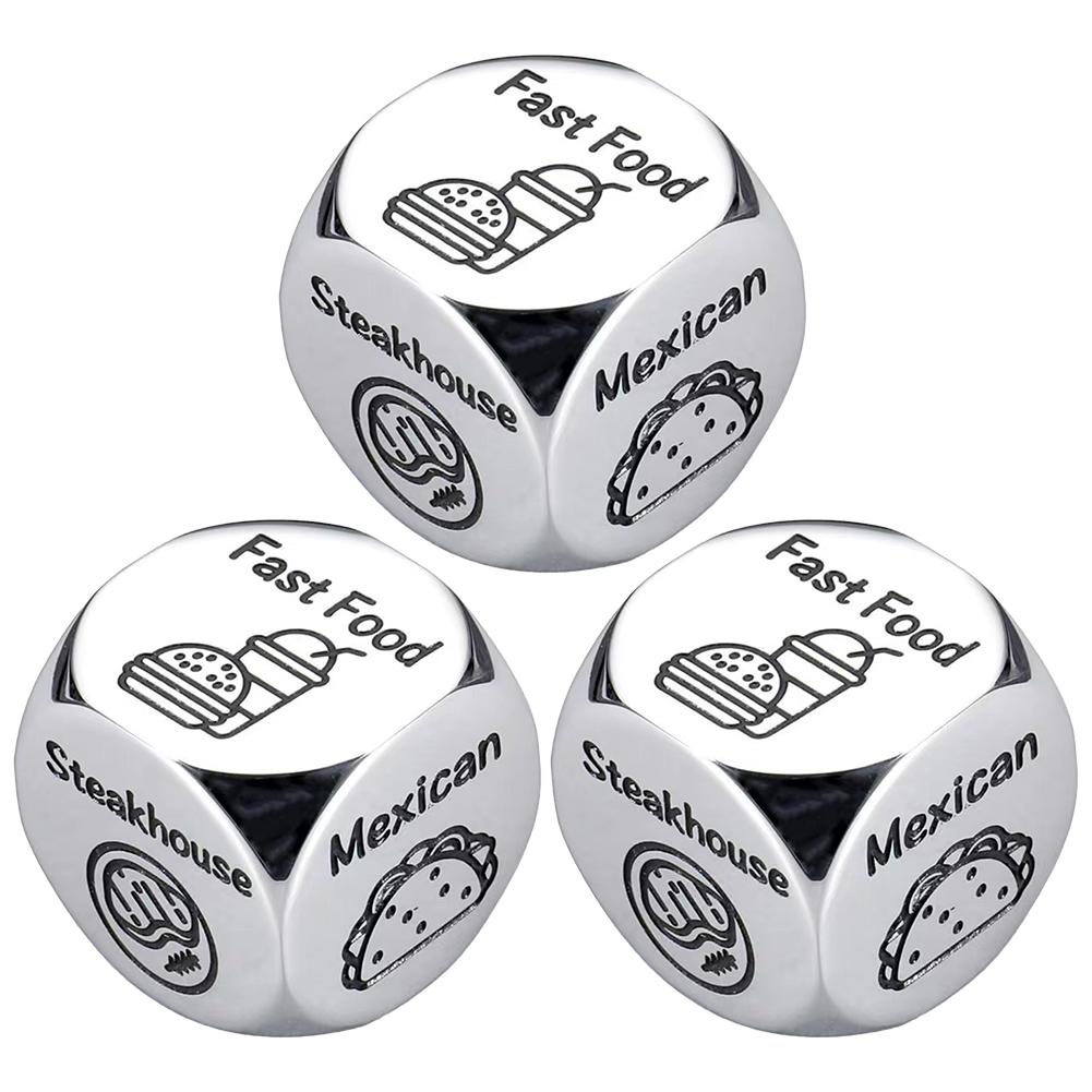 1/2/3Pcs Food Decision Dice Creative Food Decision Maker Stainless Steel Couples Food Decider Valentines Gifts for Women Men