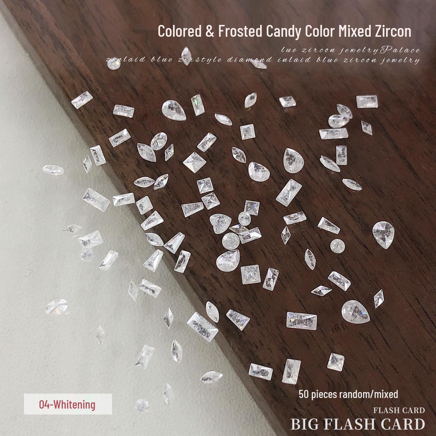 Candy Color Zirconia Nail Art Decorations: Ice Flower, Mixed Water Drop, Horse Eye, Mini Crack Pattern Rhinestones
