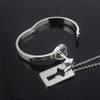 Couple Stainless Steel Bracelet Love Heart Lock Key Pendant Necklace For Women Men Valentine Gift Jewelry