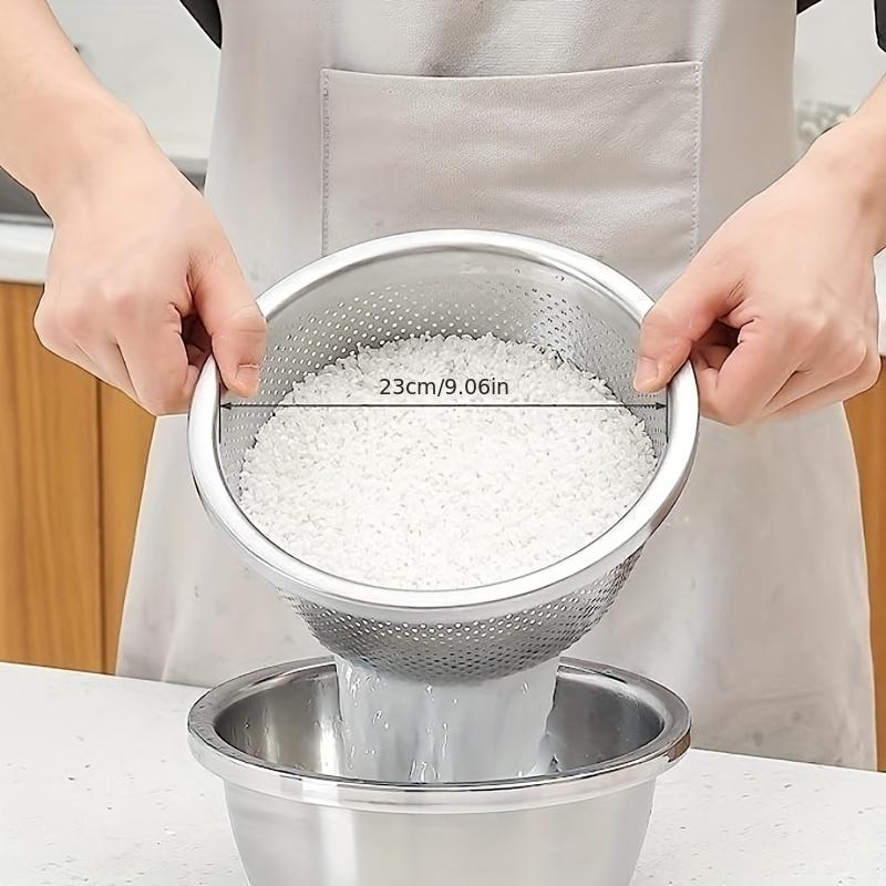 2pcs/set, Stainless Steel Double Layer Colander Basket - Large Capacity, Reusable, and Perfect for Washing Fruits and Vegetables