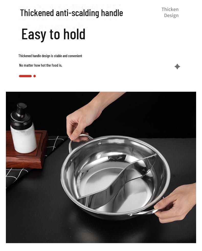 Oală fierbinte cu inducție din oțel inoxidabil cu două arome și separator grilă