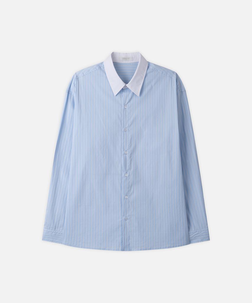 DRAW FIT Cleric Stripe Shirt [Sky Blue]