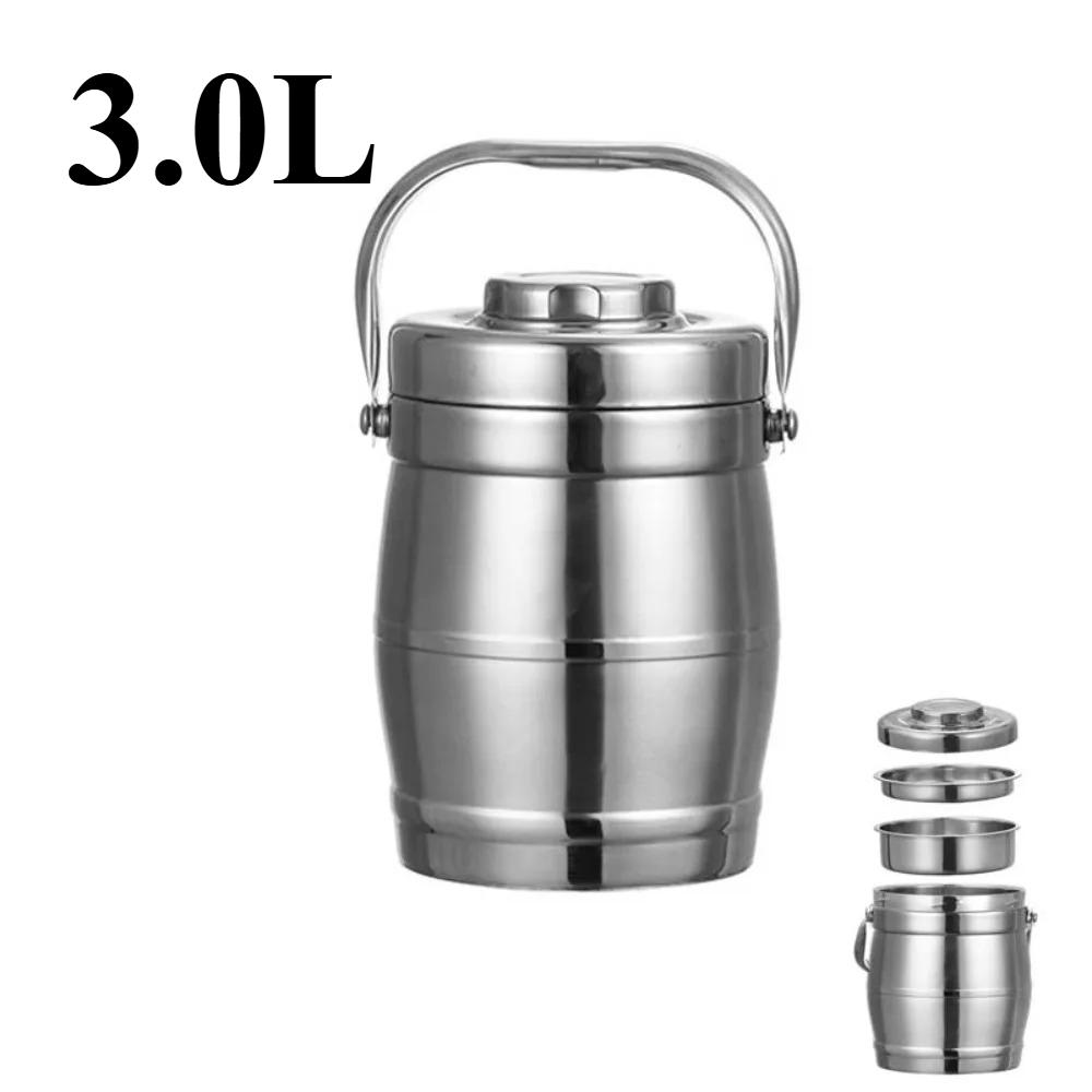 Large Capacity Stainless Steel Thermos Food Jar - Foldable Handle Leakproof Thermal Lunch Box, Durable Insulated Pot for Workers