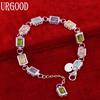 925 Sterling Silver Square AAA Zircon Bracelet Fashion Wedding Jewelry