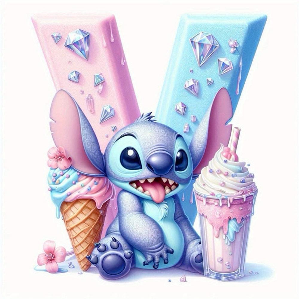 Disney Bordado de Diamantes Punto Mosaico de Dibujos Animados Novedad 26 Letras Pintura Imagen de Pedrería Helado Decoración Habitación Infantil