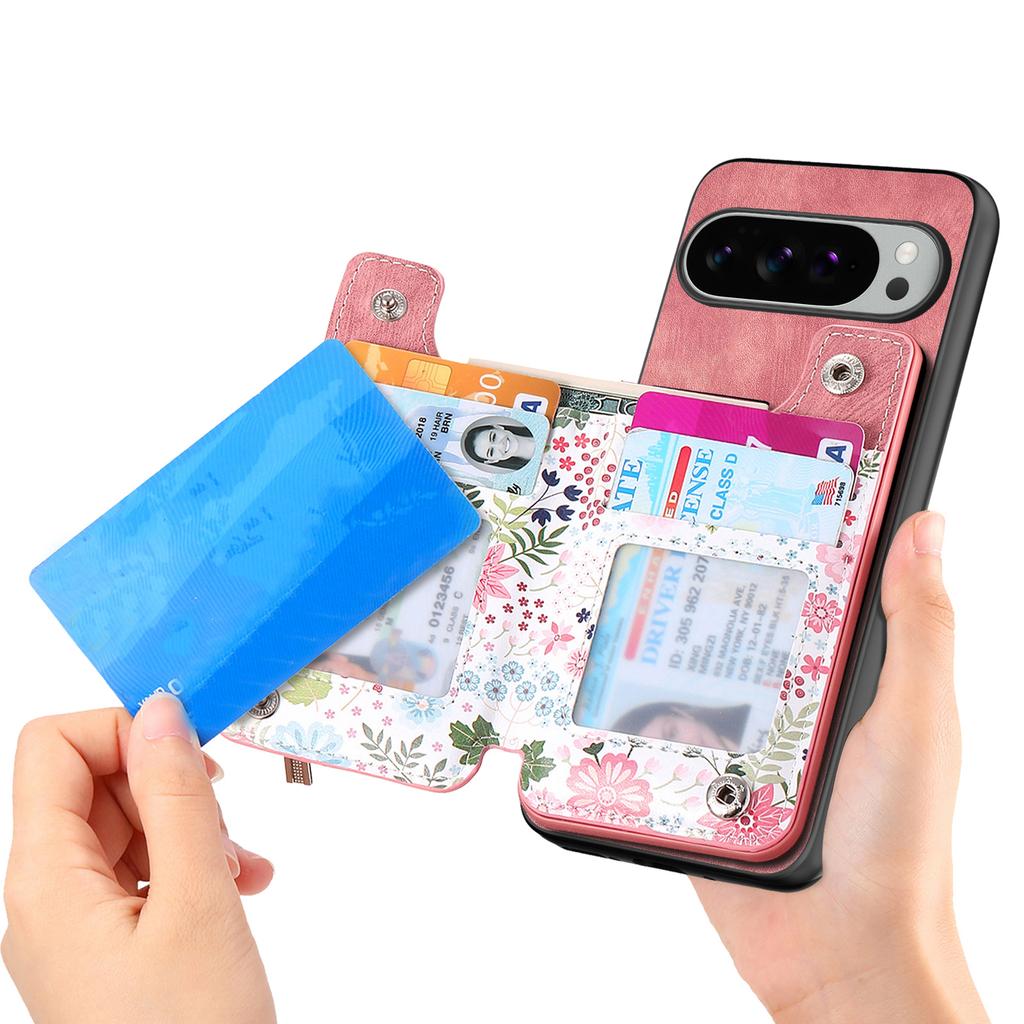 Skórzane etui na telefon Google Pixel 10 Pro XL z blokującą RFID kieszenią na karty zapinaną na zamek i podpórką