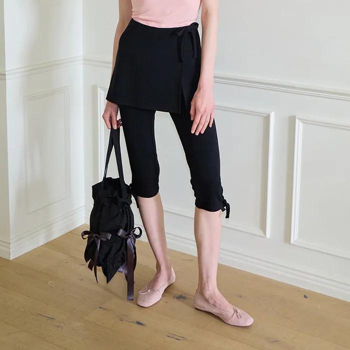 Ribbon Shirring Bag_ Black