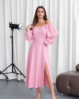 Pink Retro Dress with Slit ISSA PLUS