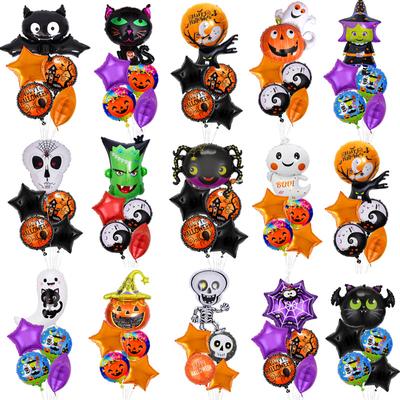 Halloween Five-Piece Pumpkin Head Ghost Black Cat Aluminum Film Balloon Company Party Party Decoration