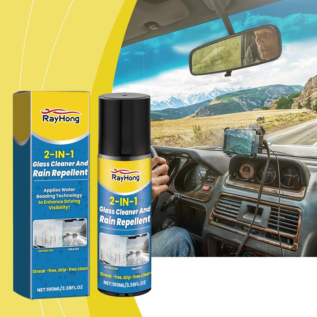 Rayhong Car Glass Cleaner Anti-Fog Two-in-One Windshield Cleaner Brightening and Oil Film Removal Anti-Fog Agent 100ml