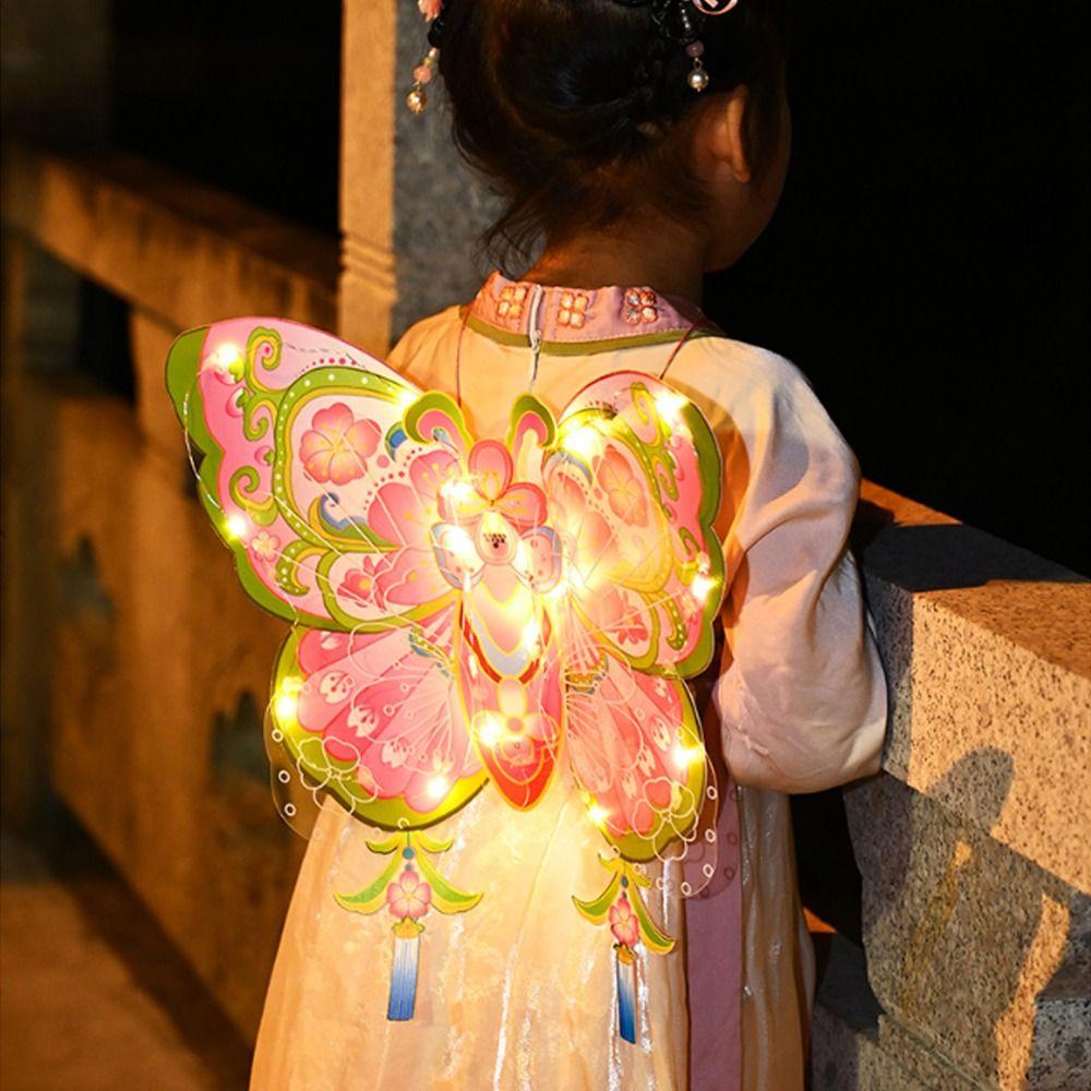 Unfinished Portable Lantern Cartoon Antique Lantern Butterfly Wing Lantern  Educational Toy