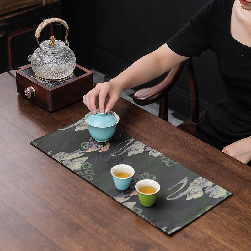 Fragrant Cloud Yarn Tea Table Chinese Style Zen Double-sided Retro Table Bunting Tea Table Waterproof Dry Foam Plate Cloth Pad