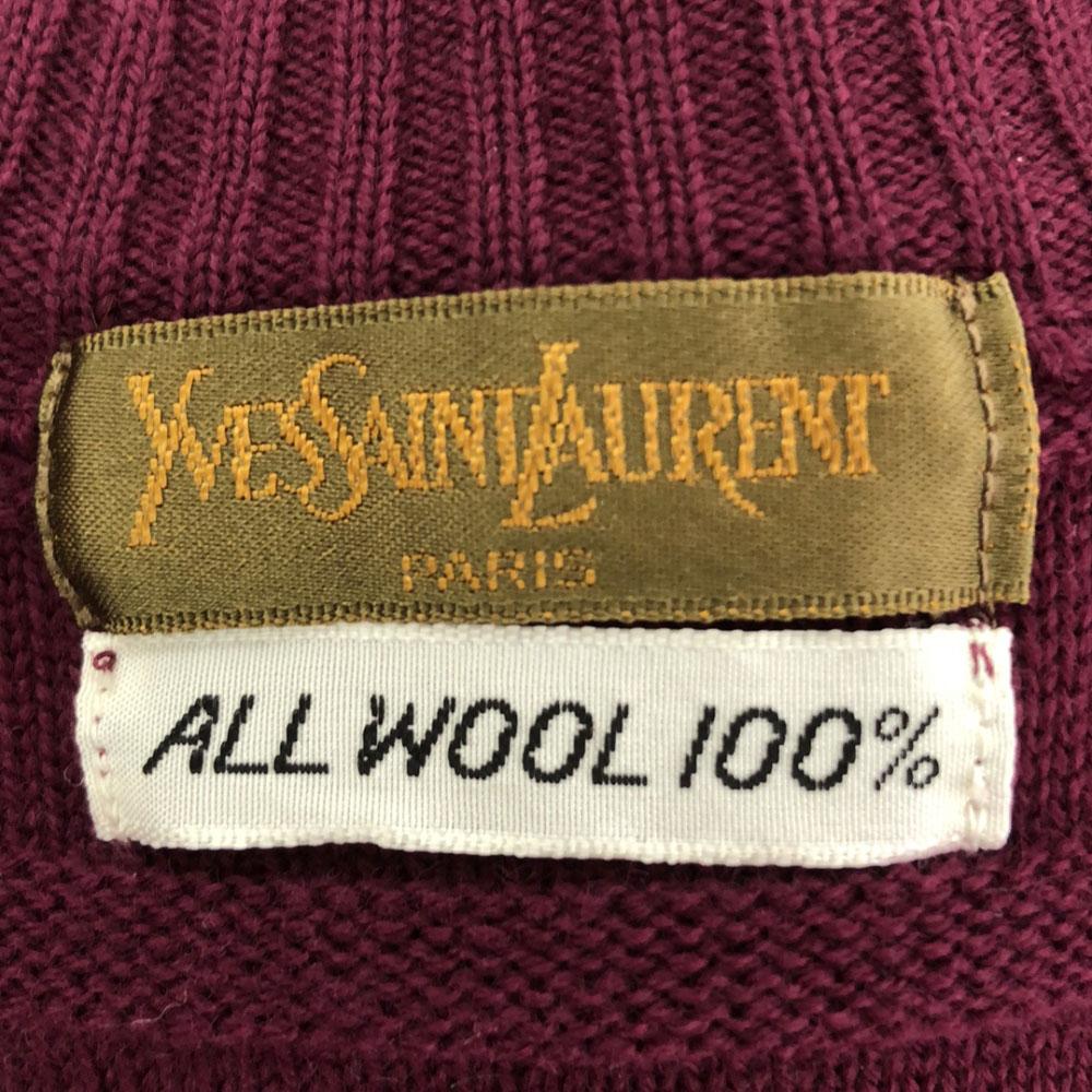 Yves Saint Laurent Wool V Neck Knit Vest 2 Purple Women Used