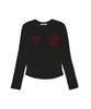 ESCAPEFROM Guardian Cross Print Slim Fit Shirred Long Sleeve [4 Colors]
