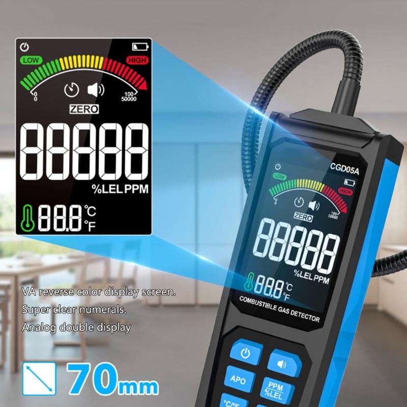 Leak Meter Color Display Combustible Gas Propane Methane Sensors Sniffers Natural Gas Tester & Temperature Detection