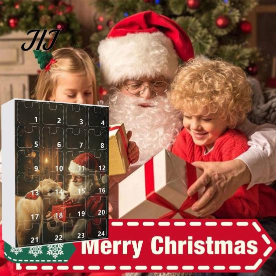 Christmas Tree Pendant Decoration Set Advent Calendar, 24 Day Countdown Box with Highland Cow Creative Souvenir for Family Acrylic Pendants,